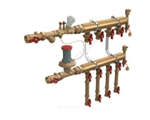Узел коллекторный этажный латунь Ду 40 для учёта расхода ТЭ GE553-B2 1 1/4
