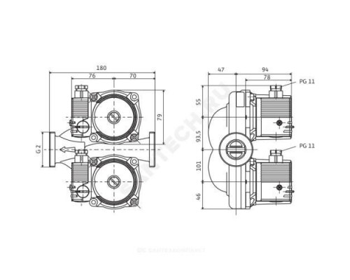 Насос циркуляционный с мокрым ротором STAR-RSD 30/4 PN10 сдвоенный 1х230В/50 Гц Wilo 4035759