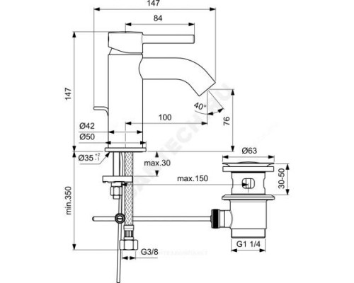 Смеситель для умывальника одноручный CERALINE Ideal Standard BC193XG .