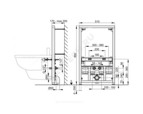 Инсталляция для биде Alca Plast A105/850