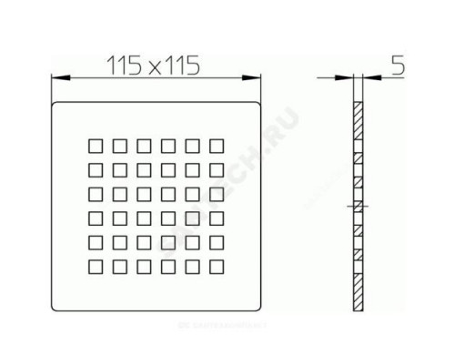 Решетка для трапов нержавеющая сталь 115х115мм HL HL3120