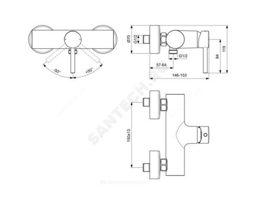 Смеситель для душа одноручный CERALINE Ideal Standard BC200U4