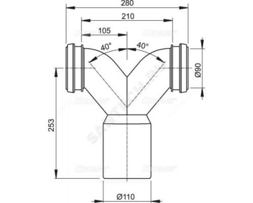 Отвод двойной с защитными затворами 90 Alca Plast M909