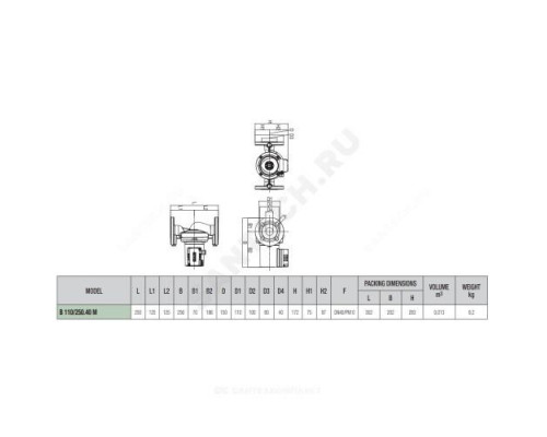 Насос циркуляционный с мокрым ротором B 110/250.40 M PN10 1х230В/50 Гц DAB 505818001