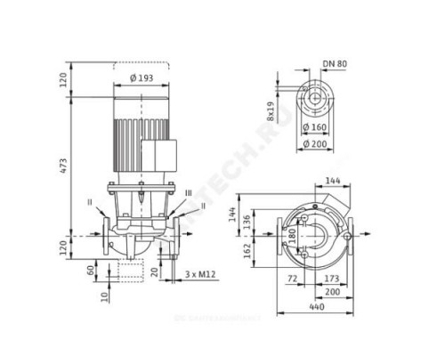 Насос ин-лайн с сухим ротором IL 80/150-1,1/4 PN16 3х400В/50 Гц Wilo 2786062