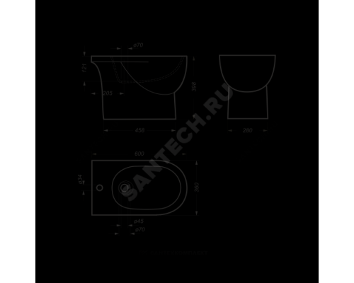 Биде напольное Art белый без комплекта Sanita Luxe ARTSLBI01