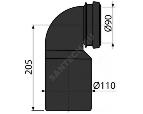 Отвод для инсталляции 90/110 Alca Plast M906