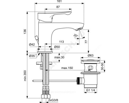 Смеситель для умывальника одноручный DOT 2.0 Ideal Standard BC320AA