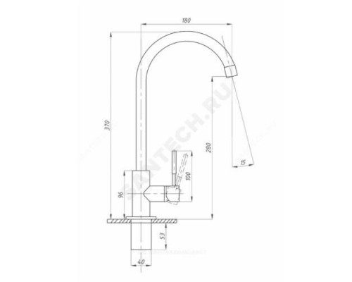 Смеситель для кухонной мойки одноручный TSB116 Царсберг 116-001