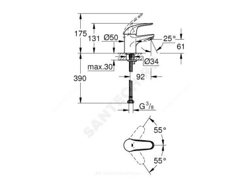 Смеситель для умывальника одноручный Euroeco Grohe 32734000