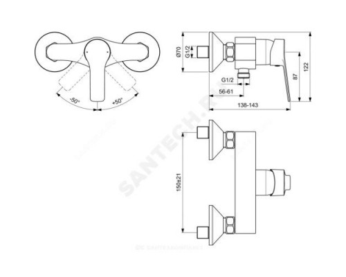 Смеситель для душа одноручный ENTELLA Ideal Standard BC235AA