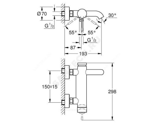 Смеситель для ванны с душем одноручный Essence+ Grohe 33624001