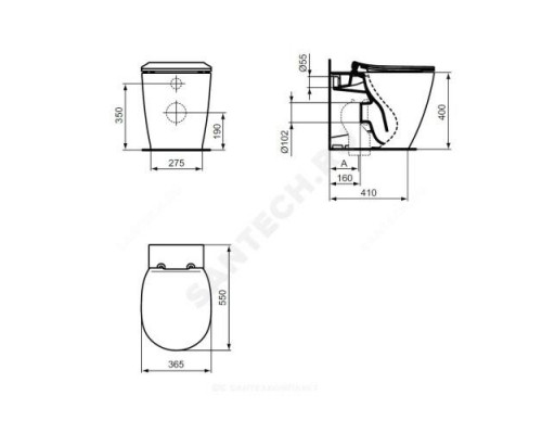 Унитаз приставной горизонт/выпуск без сиденья CONNECT AquaBlade Ideal Standard E052401