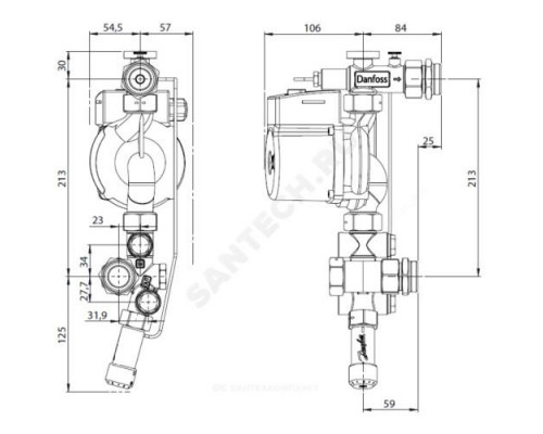 Узел насосно-смесительный с насосом Grundfos UPM3 Auto L 15-70 Danfoss 088U0094