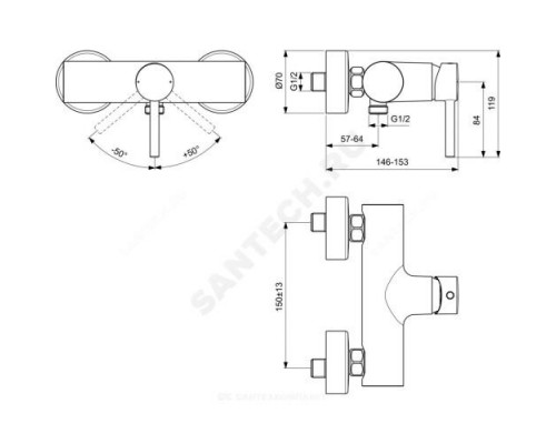 Смеситель для душа одноручный CERALINE Ideal Standard BC200AA .