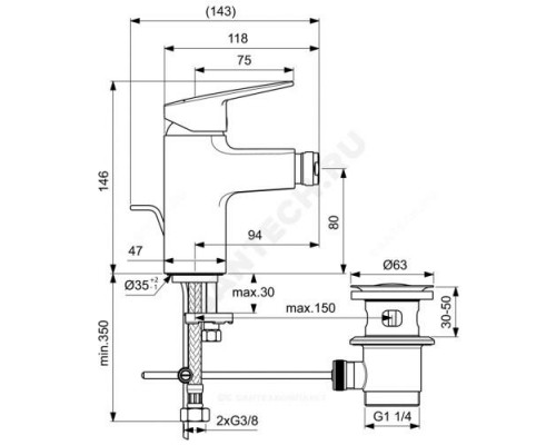 Смеситель для биде одноручный CERAPLAN Ideal Standard BD248AA