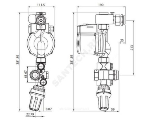 Узел насосно-смесительный с насосом Grundfos UPS 15-40 Danfoss 088U0093