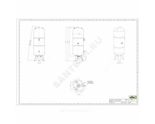 Бак расширительный мембранный G для отопления 800 л 10 бар Reflex 8523005