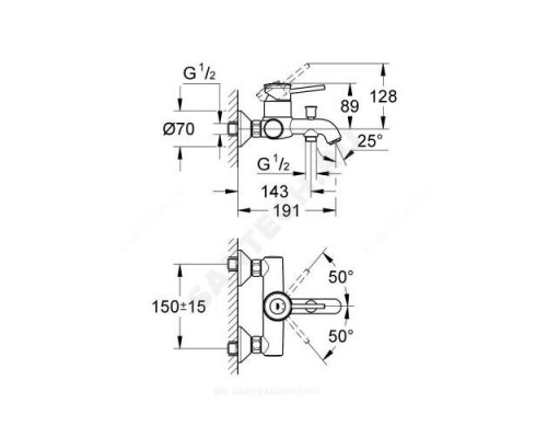 Смеситель для ванны с душем одноручный BauClassic Grohe 32865000