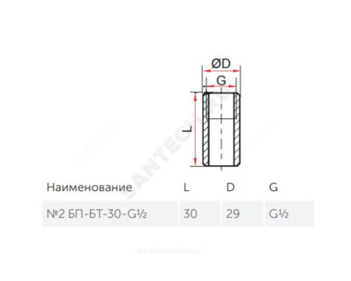 Бобышка сталь №2 БП-БТ-30 для термометра вварная G1/2