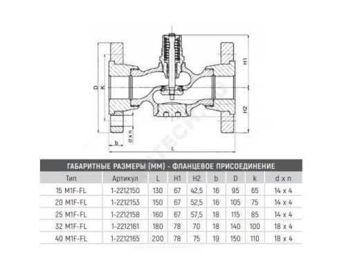 Клапан регулирующий чугун Clorius M1F-FL односедельный Ду 25 Ру16 фл Kvs=10м3/ч BROEN 1-2212158 RU