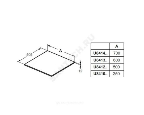 Столешница 500х505 без выреза ADAPTO светло-коричневое дерево Ideal Standard U8412FF