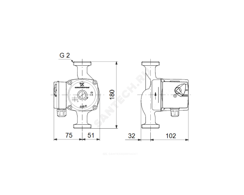 Насос циркуляционный с мокрым ротором UPS 32-60 PN10 1х230В/50 Гц Grundfos 96281496