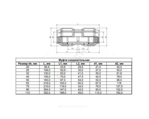 Муфта компрессионная ПЭ Дн 63 ТПК-АКВА 50010063