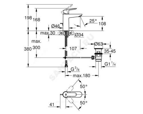 Смеситель для умывальника одноручный BauEdge Grohe 23758000