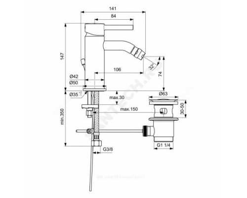 Смеситель для биде одноручный CERALINE Ideal Standard BC197AA .