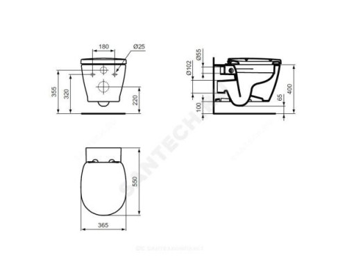 Унитаз подвесной горизонт/выпуск без сиденья CONNECT Rimless Ideal Standard E814901