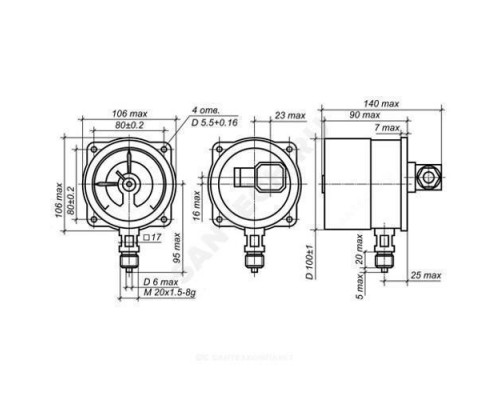Манометр сигнализирующий ДМ2010Сг радиальный Дк100мм 0-1,6 МПа кл.1,5 исполнение 5 М20х1,5 Манотомь