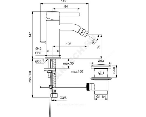 Смеситель для биде одноручный CERALINE Ideal Standard BC197XG .