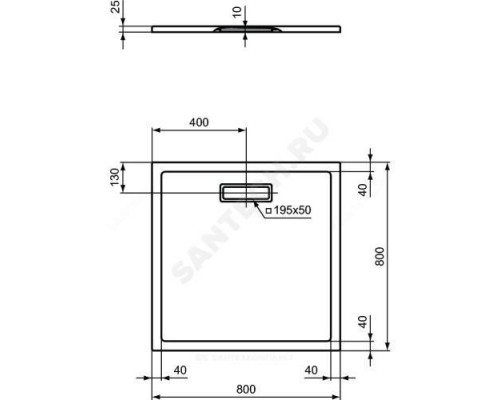 Поддон душевой акрил квадрат ULTRAFLAT NEW 800х800х25 Ideal Standard T446601