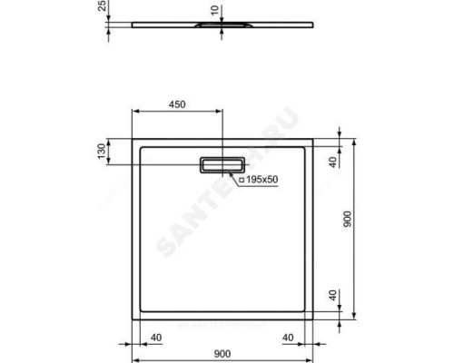 Поддон душевой акрил квадрат ULTRAFLAT NEW 900х900х25 Ideal Standard T446701