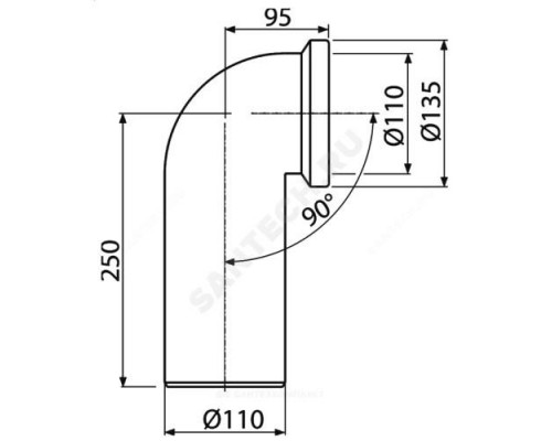 Труба фановая для унитаза 110мм 90гр для пластиковых труб Alca Plast A90-90