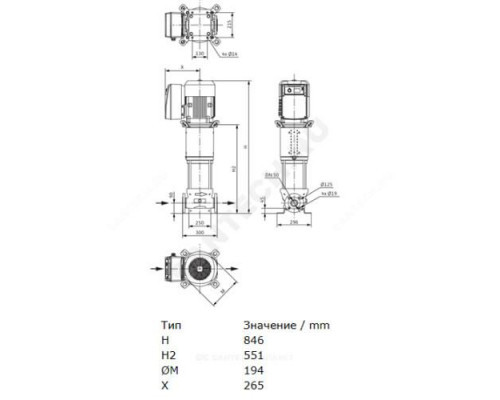 Насос многоступенчатый вертикальный HELIX VE 2202-3,0-2/16/V/KS PN16 3х400В/50 Гц Wilo 4171606