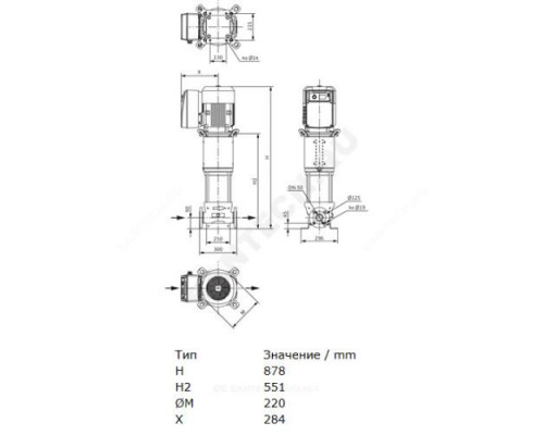 Насос многоступенчатый вертикальный HELIX VE 2202-4,0-2/16/V/KS PN16 3х400В/50 Гц Wilo 4148001