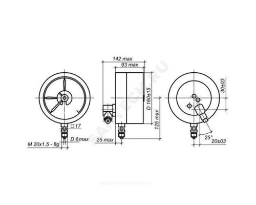 Манометр сигнализирующий ДМ2005Сг радиальный Дк160мм 0-1,6 МПа кл.1,5 исполнение 3 М20х1,5 Манотомь