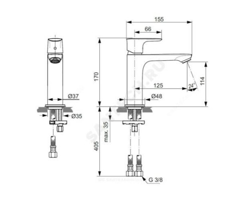 Смеситель для умывальника одноручный CONNECT AIR Ideal Standard A7015AA .