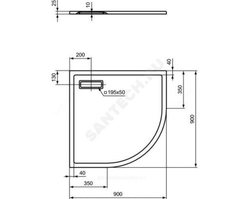 Поддон душевой акрил полукруглый ULTRAFLAT NEW 900х900х25 Ideal Standard T449201