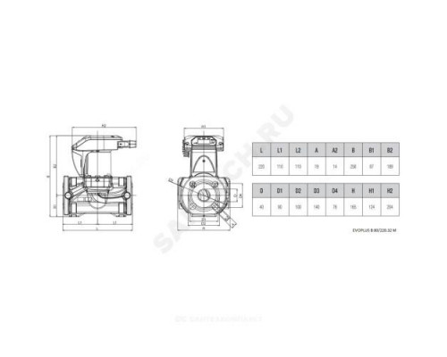 Насос циркуляционный с мокрым ротором EVOPLUS B 80/220.32 M PN16 1x220-240В/50/60 Гц DAB 60150948