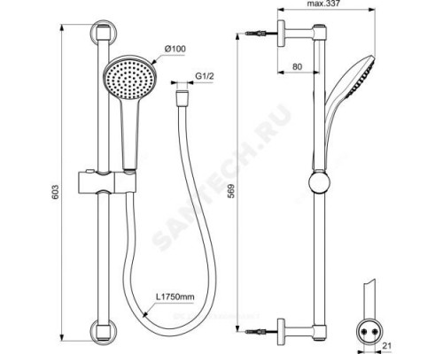 Гарнитур душевой IDEALRAIN Ideal Standard BD142XG