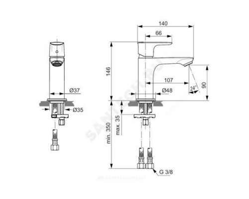 Смеситель для умывальника одноручный CONNECT AIR Ideal Standard A7010AA .