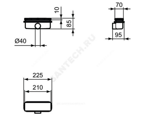 Сифон для поддона 210х70х40 ULTRAFLAT NEW Ideal Standard T4493AA