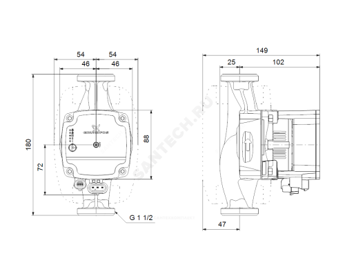 Насос циркуляционный с мокрым ротором ALPHA1 L 25-40 PN10 1х230В/50 Гц Grundfos 99199611