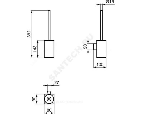 Ершик для унитаза с держателем IOM Square Ideal Standard E2195AA