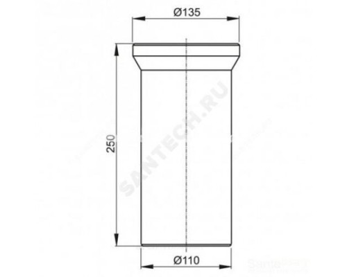 Труба фановая для унитаза 110мм L=250мм для пластиковых труб Alca Plast A91-250