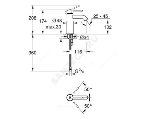 Смеситель для умывальника одноручный Essence+ Grohe 23590001