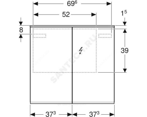 Шкаф зеркальный 750х700 Option PLUS с подсветкой Geberit 500.206.00.1